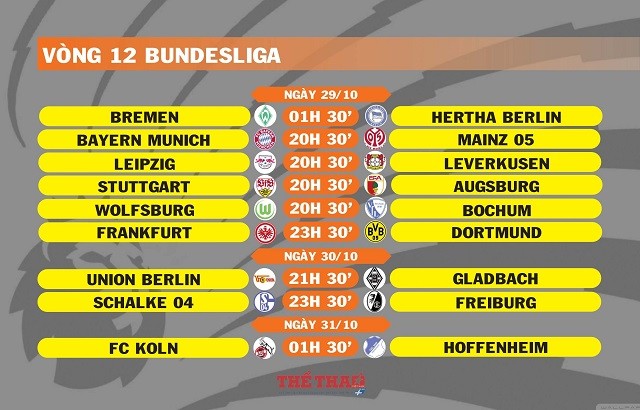 Thông tin trên lịch thi đấu bóng đá Bundesliga có gì?